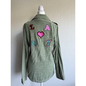 Anthropologie Sundry‎ Military Style Jacket patches LA NY Size 0